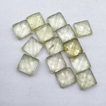 Natural Lemon Quartz Cushion Checker Cut Stone Lot 13 Pcs 8 MM 34 CT