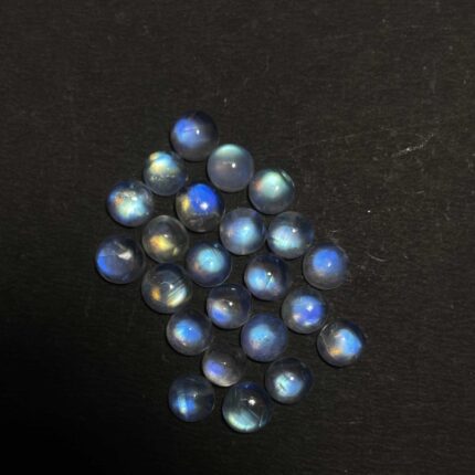 Natural Rainbow Moonstone Round Loose Gemstone  Cabochon Lot 6 pcs 7 MM 10 CT