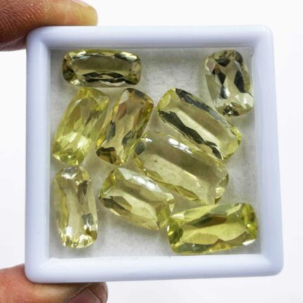 Natural Lemon Quartz Cushion Cut Stone Lot 9 Pcs 9*14-9*18 MM 50 CT