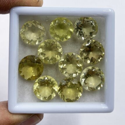 Natural Lemon Quartz Round Cut Loose Gemstone Lot 10 Pcs 12 MM 53 CT