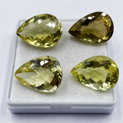 Natural Lemon Quartz Pear Checker Cut Stone Lot 6 Pcs 13*22-17*24 MM 130 CT