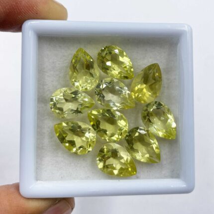 Natural Lemon Quartz Pear Cut Loose Gemstone Lot 10 Pcs 9*13 MM 38 CT