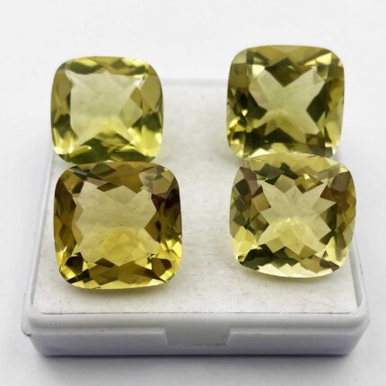 Natural Lemon Quartz Cushion Cut Loose Stone Lot 5 Pcs 18 MM 103 CT
