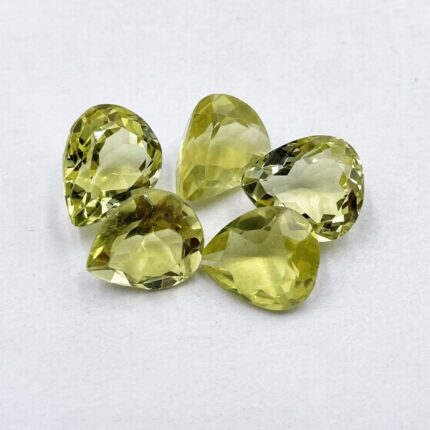 Natural Lemon Quartz Pear Cut Loose Gemstone Lot 5 Pcs 12*13-12.5*15 MM 34 CT