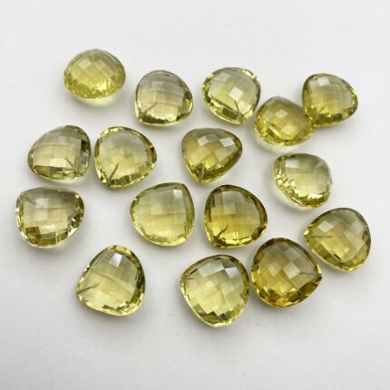 Natural Lemon Quartz Heart Briolette Cut Top Drill Stone Lot 3 Pcs 18 MM 54 CT