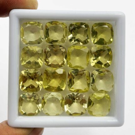 Natural Lemon Quartz Cushion Cut Stone Lot 26 Pcs 10 MM 92 CT