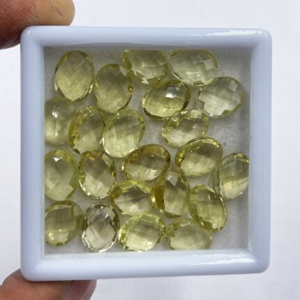 Natural Lemon Quartz Oval Briolette Cut Stone Lot 46 Pcs 8*10 MM 100 CT