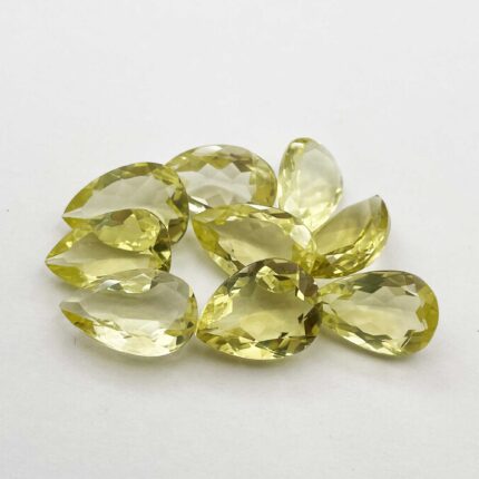 Natural Lemon Quartz Pear Cut Loose Gemstone Lot 9 Pcs 12.50*19-14*20 MM 98.9 CT