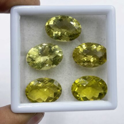 Natural Lemon Quartz Oval Checker Cut Loose Gemstone Lot 10 Pcs 13*18 MM 100 CT