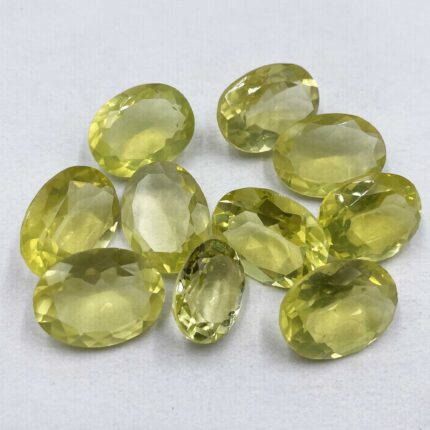 Natural Lemon Quartz Oval Cut Loose Gemstone Lot 7 Pcs 15*19-15*20 MM 111 CT