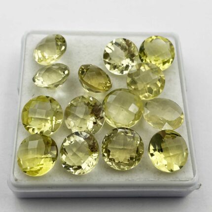 Natural Lemon Quartz Round Checker Stone Lot 19 Pcs 11 MM 85 CT