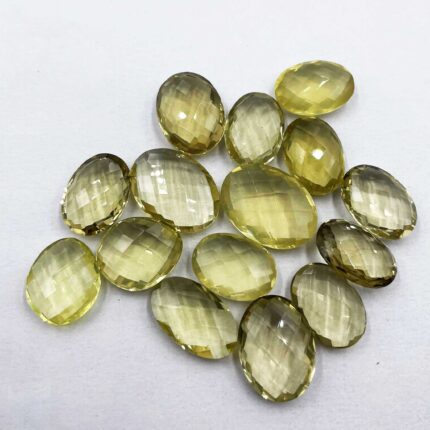 Natural Lemon Quartz Oval Briolette Cut Loose Stone Lot 5 Pcs 13*18-16*22MM 53CT
