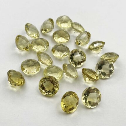 Natural Lemon Quartz Round Checker Stone Lot 13 Pcs 10 MM 50 CT