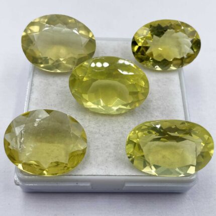 Natural Lemon Quartz Oval Cut Loose Stone Lot 5 Pcs 16*22-17*23 MM 113 CT