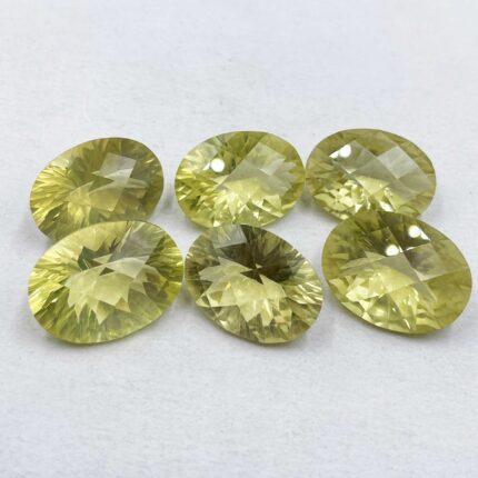 Natural Lemon Quartz Oval Concave Cut Loose Stone Lot 6 Pcs 14*19-15*20 MM 86 CT