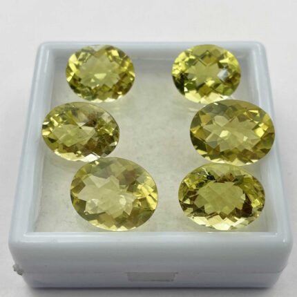 Natural Lemon Quartz Oval Checker Cut Stone Lot 8 Pcs 11.50*15-13.50*16 MM 67 CT