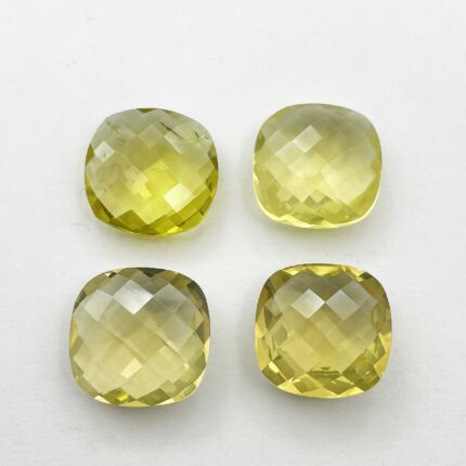 Natural Lemon Quartz Cushion Briolette Cut Stone Lot 4 Pcs 18 MM 68 CT