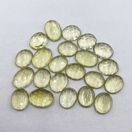 Natural Lemon Quartz Oval Checker Cut Loose Stone Lot 22 Pcs 10*12-10*14MM 108CT