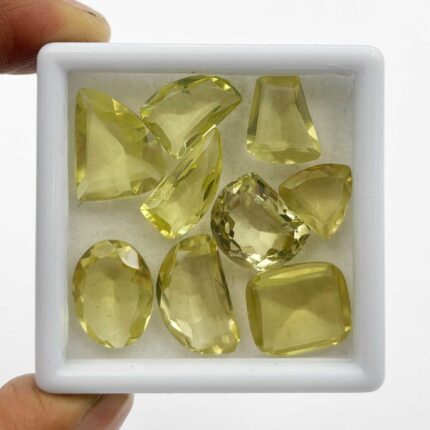 Natural Lemon Quartz Mix Cut Loose Gemstone Lot 13 Pcs 8-13 MM 90 CT