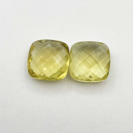 Natural Lemon Quartz Cushion Briolette Cut Loose Gemstone Lot 2 Pcs 18 MM 40 CT