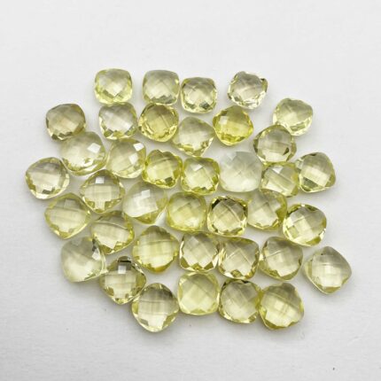 Natural Lemon Quartz Cushion Briolette Cut Loose Gemstone Lot 19 Pcs 9 MM 50 CT