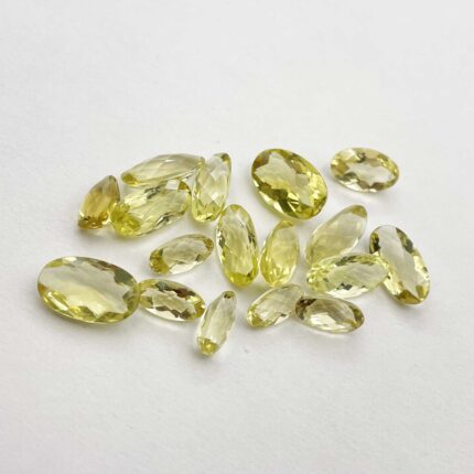 Natural Lemon Quartz Oval Checker Cut Loose Stone Lot 17 Pcs 6*12-11*16 MM 69 CT