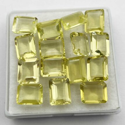 Natural Lemon Quartz Octagon Cut Loose Stone Lot 15 Pcs 9*11 MM 59 CT