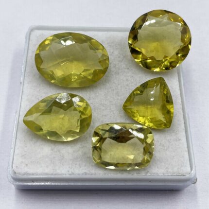 Natural Lemon Quartz Mix Cut Loose Gemstone Lot 9 Pcs 8-18 MM 101 CT