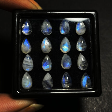 Natural Rainbow Moonstone Pear Cabochon Loose Stone Lot 42 Pcs 5*8 MM 40.45 CT
