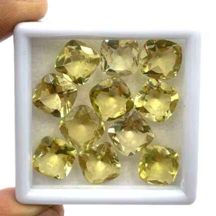 Natural Lemon Quartz Cushion Cut Loose Stone Lot 24 Pcs 11 MM 114 CT