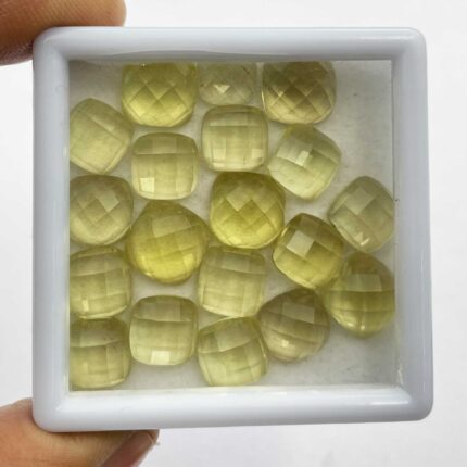 Natural Lemon Quartz Cushion Cut Loose Stone Lot 20 Pcs 8-10 MM 63 CT
