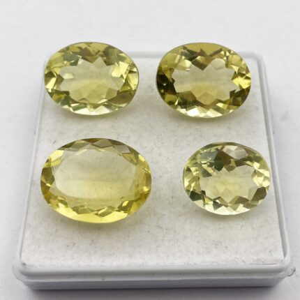 Natural Lemon Quartz Oval Cut Loose Stone Lot 4 Pcs 13.5*16.5-15.5*20 MM 58 CT