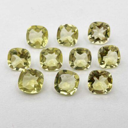 Natural Lemon Quartz Cushion Cut Loose Stone Lot 18 Pcs 10.50-11 MM 76 CT