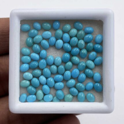 Natural Sleeping Beauty Turquoise Oval Cabs Stone Lot 63 Pcs 3*3.5-3*4 MM 10 CT