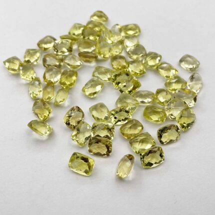 Natural Lemon Quartz Cushion Checker Cut Loose Stone Lot 58 Pcs 7*9 MM 120 CT