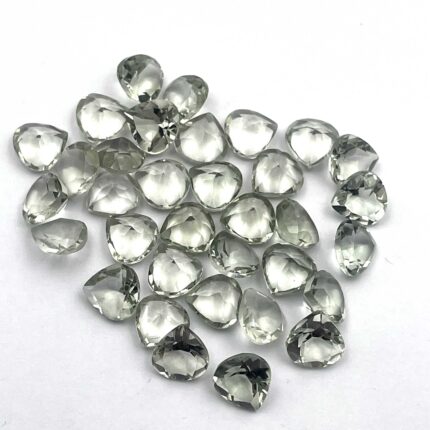 Natural Green Amethyst Heart Cut Loose Gemstone Lot 34 Pcs 8 MM 56 CT