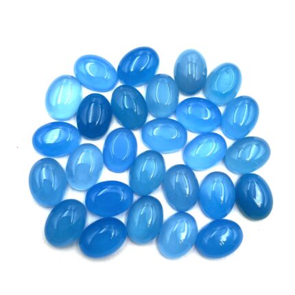 Natural Blue Chalcedony Oval Cabochon Loose Gemstone Lot 10 Pcs 12*16 MM 103 CT