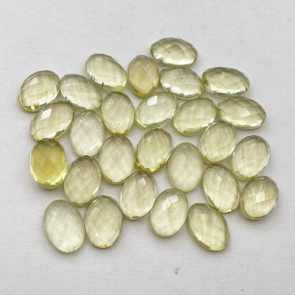 Natural Lemon Quartz Oval Checker Cut Loose Stone Lot 8*12 MM 82 CT 27 Pcs