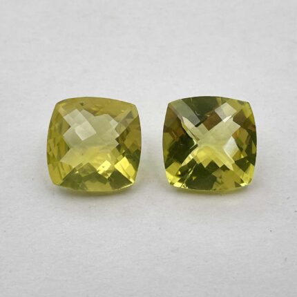 Natural Lemon Quartz Cushion Checker Cut Loose Gemstone Lot 2 Pcs 14 MM 18 CT