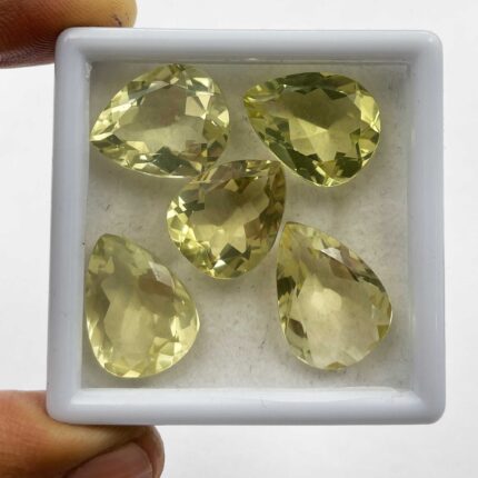 Natural Lemon Quartz Pear Cut Loose Gemstone Lot 5 Pcs 14.50*18-15*19 MM 63 CT