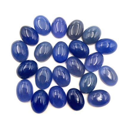 Natural Blue Chalcedony Oval Cabochon Loose Gemstone Lot 11 Pcs 12*16 MM 100 CT
