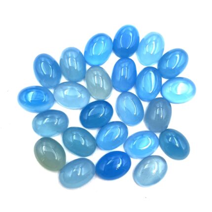 Natural Blue Chalcedony Oval Cabochon Loose Gemstone Lot 11 Pcs 12*16 MM 106 CT
