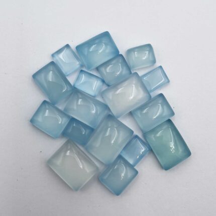 Natural Blue Chalcedony Rectangle Cabochon Stone Lot 16 Pcs 6*8-12*16 MM 100 CT