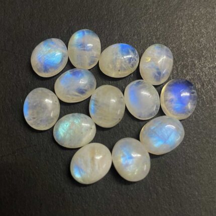 Natural Rainbow Moonstone Oval Cabochon Loose Gemstone Lot 19 Pcs 9x11 MM 88 CT