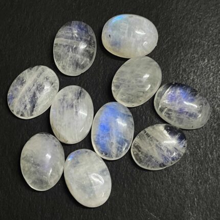 Natural Rainbow Moonstone Oval Cabochon Gemstone Lot 9 Pcs 12x16 MM 79 CT