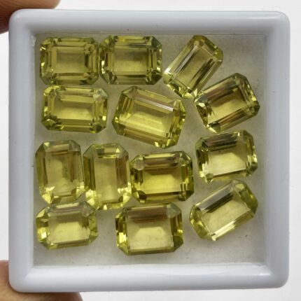 Natural Lemon Quartz Octagon Cut Loose Gemstone Lot 23 Pcs 8*10-10*14 MM 97 CT