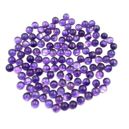 Natural African Amethyst Round Cabochon Loose Gemstone Lot 38 Pcs 6 MM 124 CT
