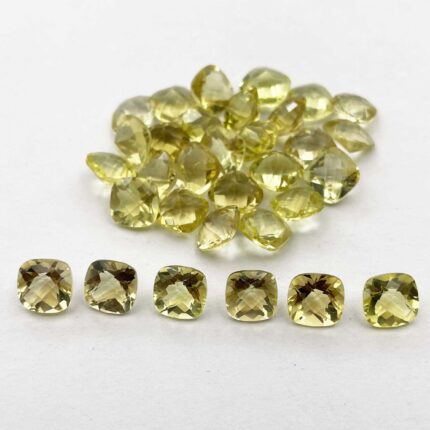 Natural Lemon Quartz Cushion Checker Cut Loose Stone Lot 30 Pcs 8 MM 63 CT
