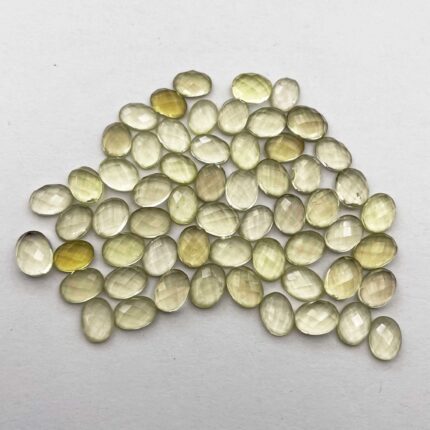 Natural Lemon Quartz Oval Checker Cut Loose Stone Lot 59 Pcs 6*8 MM 74 CT