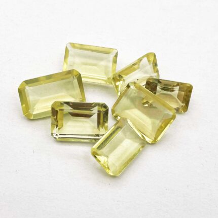 Natural Lemon Quartz Octagon Cut Loose Stone Lot 7 Pcs 8*12-11*15 MM 40 CT
